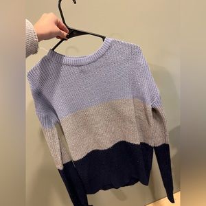 Navy blue, light blue and grey sweater